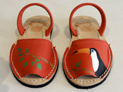 Photo of Hand-painted sandals / Red 2